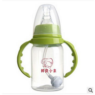 邦贝小象BP1015-1有柄标口自动直身奶瓶120ml